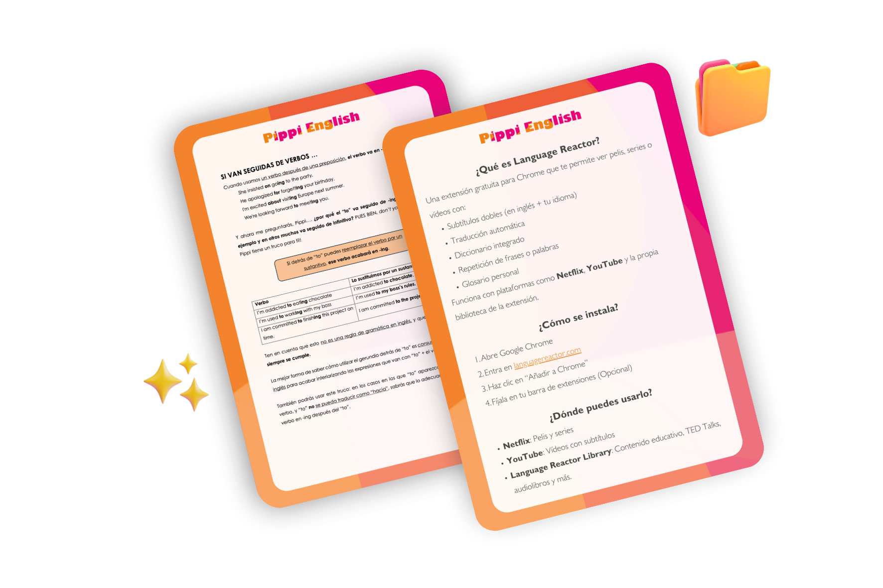 Pippi mostrando material descargable